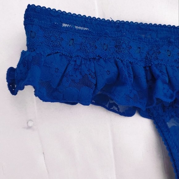 Aerie Lace Skirt rim Royal Blue Thong Panty- XS - Picture 4 of 7